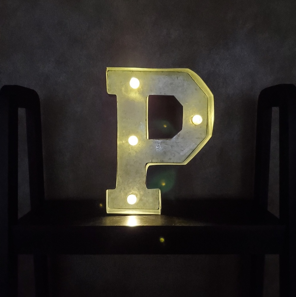 Galvanized Marquee Vintage Style Letter P Light